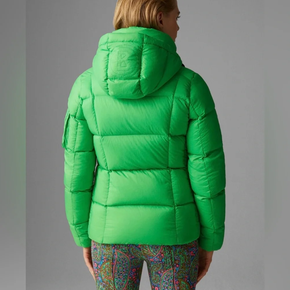 BOGNER Vibrant Lime Green Quilted Puffer Jacket Luxury Ski Coat